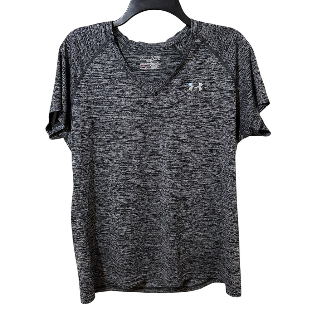 UNDER ARMOUR Heat Gear heathered v-neck semi fitted athletic t-shirt size XL